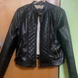 Sherpa lined leather jacket